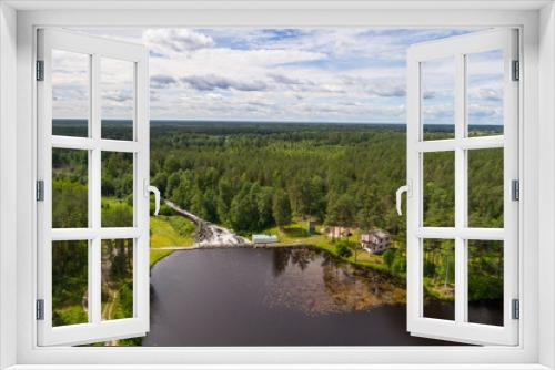 Fototapeta Naklejka Na Ścianę Okno 3D - Aerial view of dam in Tudulinna, Estonia. Nature landscape. Summer.