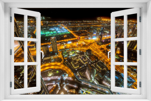 Fototapeta Naklejka Na Ścianę Okno 3D - Skyscrapers of Dubai at night, UAE