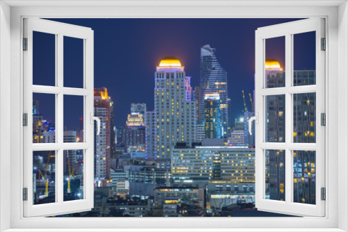 Fototapeta Naklejka Na Ścianę Okno 3D - Bangkok skyline downtown district night view.