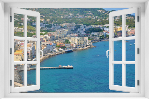 Fototapeta Naklejka Na Ścianę Okno 3D - The view from the terraces of the Aragonese castle on Ischia island, a magnificent Bay and bridge