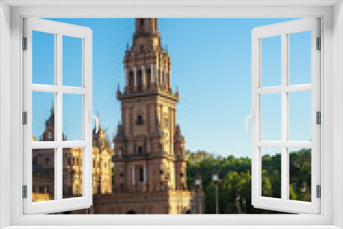 The tower in Plaza de Espana in Seville, Spain, Europe