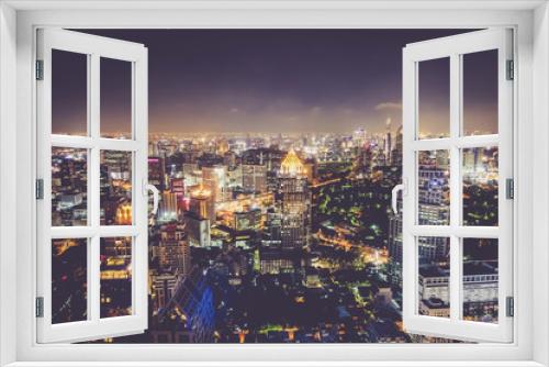 Fototapeta Naklejka Na Ścianę Okno 3D - The beautiful landscape of Bangkok at night.