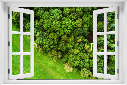Fototapeta Naklejka Na Ścianę Okno 3D - Drone flight in the summer above the are of Aachen with its flields, forest and meadows
