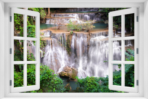 Fototapeta Naklejka Na Ścianę Okno 3D - Waterfall in Thailand, called Huay or Huai mae khamin in Kanchanaburi Provience