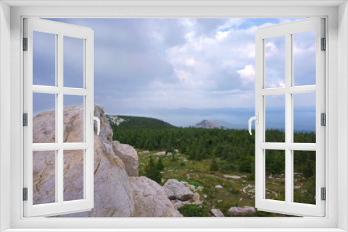 Fototapeta Naklejka Na Ścianę Okno 3D - landscape, mountains, sky, forest, stones