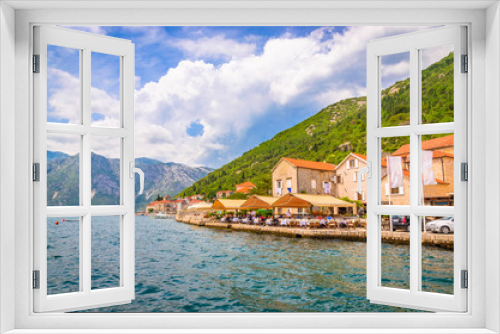 Fototapeta Naklejka Na Ścianę Okno 3D - Beautiful mediterranean landscape - town Perast, Kotor bay (Boka Kotorska), Montenegro.