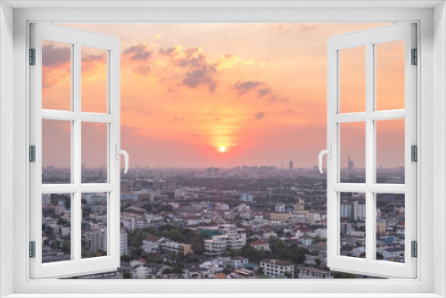 Fototapeta Naklejka Na Ścianę Okno 3D - Sunset & Cityscape at Bangkok, Thailand