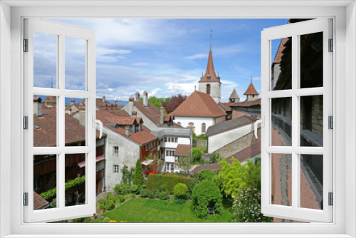 Fototapeta Naklejka Na Ścianę Okno 3D - altstadt von murten, schweiz