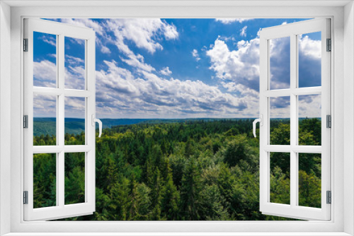 Fototapeta Naklejka Na Ścianę Okno 3D - Blick über den Bäumen im Schwarzwald an einem Sommertag, Deutschland