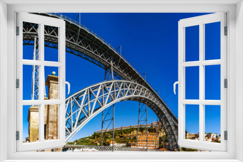 Fototapeta Naklejka Na Ścianę Okno 3D - Editorial: 6th June 2017: Porto, Portugal. Beautiful steel bridge of St. Luis panoramic view
