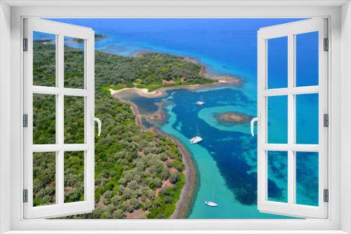 Fototapeta Naklejka Na Ścianę Okno 3D - Aerial drone photo of exotic beaches with sapphire and turquoise clear waters, called the 
