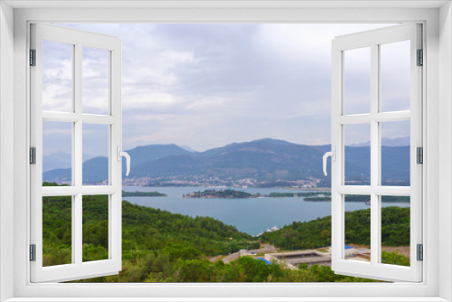 Fototapeta Naklejka Na Ścianę Okno 3D - panoramic view of kotor bay montenegro. adriatic fjord in cloudy weather