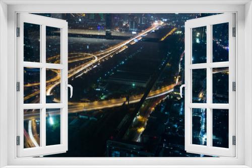 Fototapeta Naklejka Na Ścianę Okno 3D - Night city, top view, Bangkok