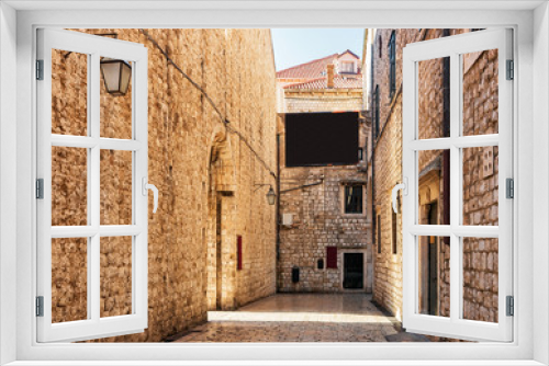 Fototapeta Naklejka Na Ścianę Okno 3D - Old tight street in  Dubrovnik