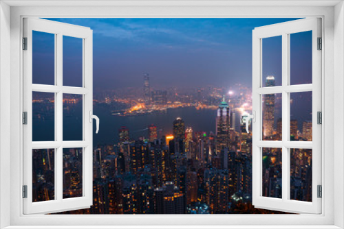 Fototapeta Naklejka Na Ścianę Okno 3D - hong kong city skyline night