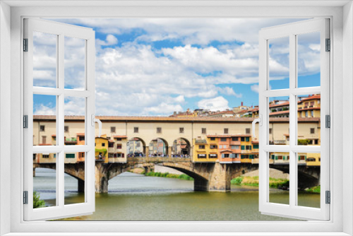 Fototapeta Naklejka Na Ścianę Okno 3D - Piękny widok na Ponte Vecchio na rzece Arno, Florencja, Włochy
