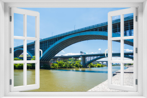 Fototapeta Naklejka Na Ścianę Okno 3D - New York, Harlem River,Washington Bridge and Hamilton Bridge / New York Harlem River に架かるWashington Bridge とHamilton Bridge　更におくにHigh Bridge が見えます。