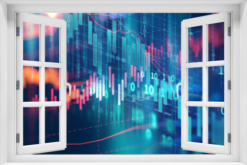 Fototapeta Naklejka Na Ścianę Okno 3D - technical financial graph on technology abstract background