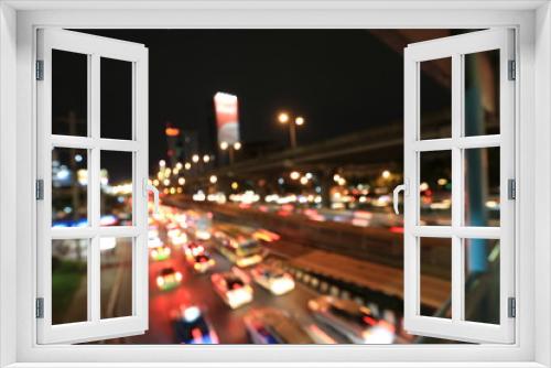 Fototapeta Naklejka Na Ścianę Okno 3D - Abstract circular bokeh motion lens blur backround of city and street light or Bokeh light from car in street in night time. Bangkok Expressway Thailand.