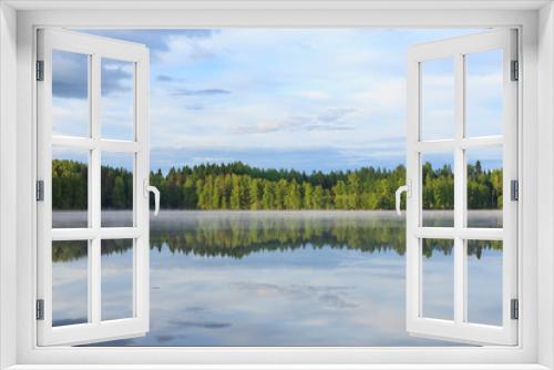 Fototapeta Naklejka Na Ścianę Okno 3D - Summer lake scape at morning