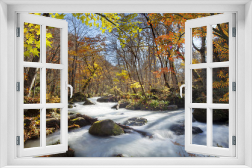 Fototapeta Naklejka Na Ścianę Okno 3D - Oirase Gorge beautiful river druing the autumn season, Japan