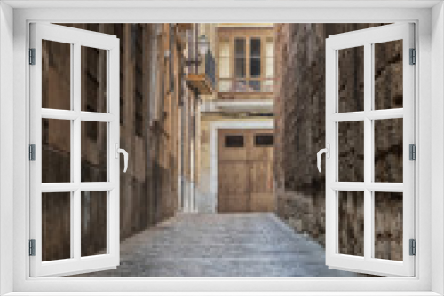 Fototapeta Naklejka Na Ścianę Okno 3D - An empty alley in the middle of Mallorca