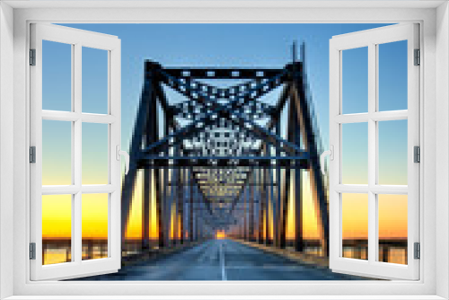 Fototapeta Naklejka Na Ścianę Okno 3D - automobile bridge on sunrise
