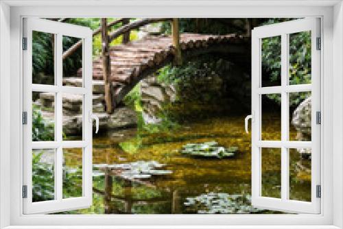 Fototapeta Naklejka Na Ścianę Okno 3D - Wooden Bridge