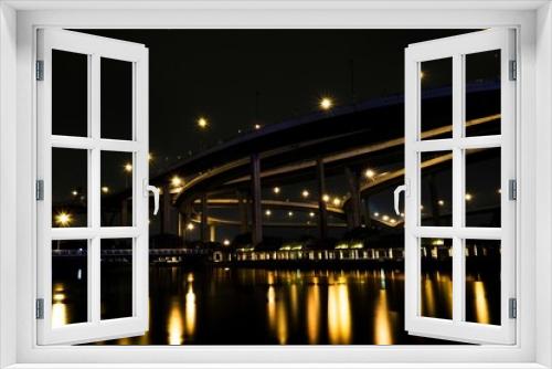Fototapeta Naklejka Na Ścianę Okno 3D - bangkok night bridge