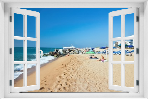 Fototapeta Naklejka Na Ścianę Okno 3D - Beach at the Mediterranean Sea in Malgrat de Mar, Spain.