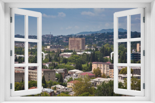 Fototapeta Naklejka Na Ścianę Okno 3D - Day aerial cityscape of Sukhum downtown, view to Abkhazia Council of Ministers building