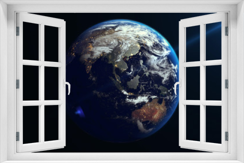 Fototapeta Naklejka Na Ścianę Okno 3D - Earth Rotation in Space. Asia.