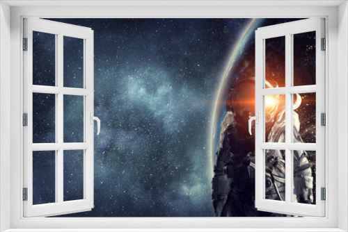 Fototapeta Naklejka Na Ścianę Okno 3D - Adventure of spaceman. Mixed media