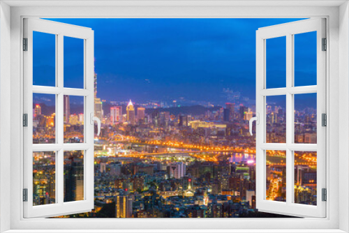 Fototapeta Naklejka Na Ścianę Okno 3D - City of Taipei skyline at twilight in Taiwan