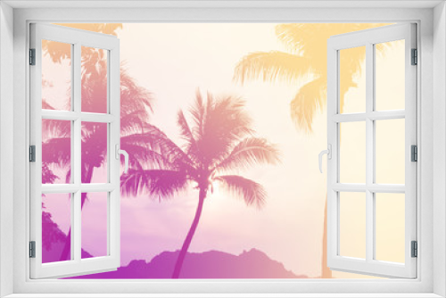 Fototapeta Naklejka Na Ścianę Okno 3D - coconut palm tree color fllter