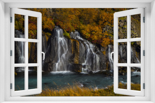 Fototapeta Naklejka Na Ścianę Okno 3D - Hraunfossar