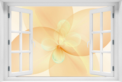 Fototapeta Naklejka Na Ścianę Okno 3D - Yellow abstract floral background. 
Four light yellow leaves on a light background occupy the entire area of the image. Small rounded petals are in the center.