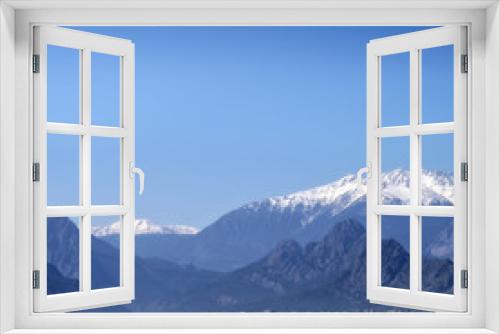 Fototapeta Naklejka Na Ścianę Okno 3D - mountains  over clear blue sky