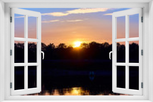 Fototapeta Naklejka Na Ścianę Okno 3D - lake sunset landscape