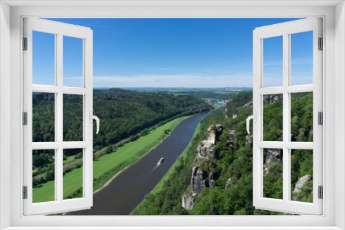 Fototapeta Naklejka Na Ścianę Okno 3D - View from above on the river Elbe, Elbe Sandstone Mountains, Germany, Europe