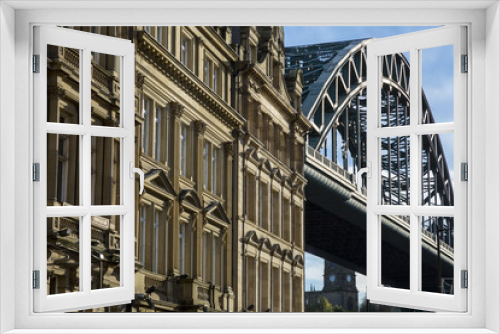 Fototapeta Naklejka Na Ścianę Okno 3D - Tyne Bridge & Office Buildings