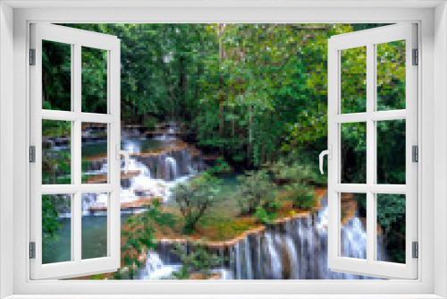 Fototapeta Naklejka Na Ścianę Okno 3D - Huay Mae Kamin,Beautiful waterfall landscape in rainforset at Kanchanaburi province,Thailand