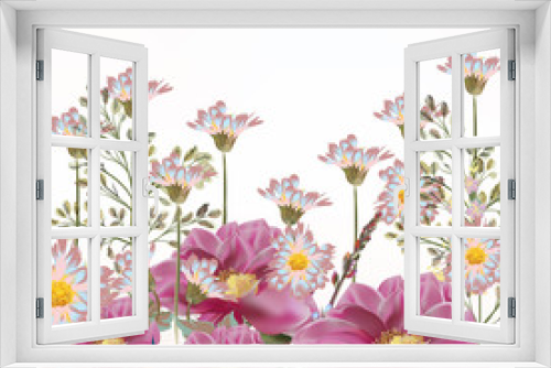 Fototapeta Naklejka Na Ścianę Okno 3D - Background with flowers in pink