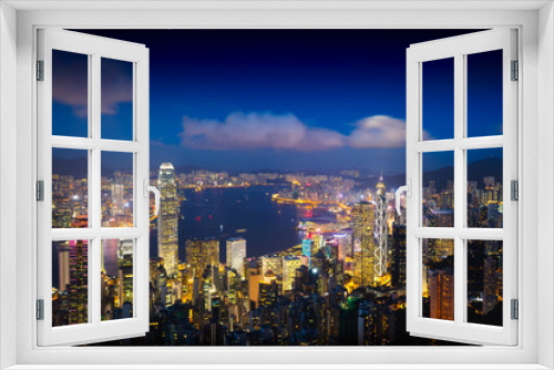 Fototapeta Naklejka Na Ścianę Okno 3D - Hong Kong Sunrise, View from The peak, Hong Kong