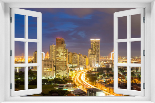 Fototapeta Naklejka Na Ścianę Okno 3D - cityscape of Bangkok city at night  , landscape Thailand