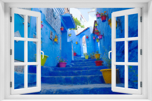 Fototapeta Naklejka Na Ścianę Okno 3D - モロッコ,シャウエンの町並み