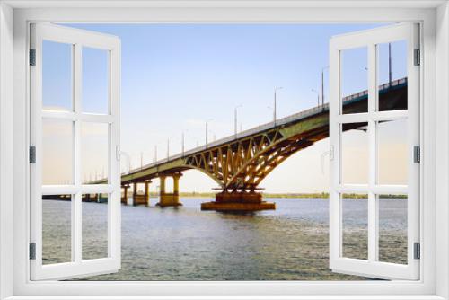 Fototapeta Naklejka Na Ścianę Okno 3D - Bridge over the river, close-up. Russia, the Volga.