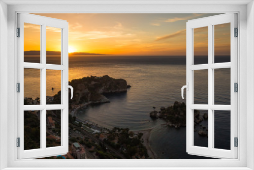 Fototapeta Naklejka Na Ścianę Okno 3D - Beautiful island of Isola Bella during sunrise, Taormina, Sicily island, Italy