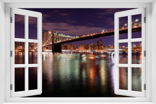 Fototapeta Naklejka Na Ścianę Okno 3D - Brooklyn Bridge by night