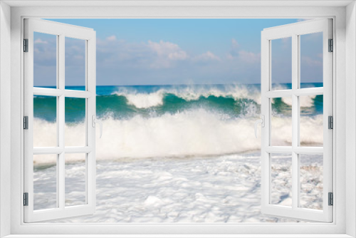 Fototapeta Naklejka Na Ścianę Okno 3D - Sea Foam - Beautiful landscape with waves breaking on shore of the sea